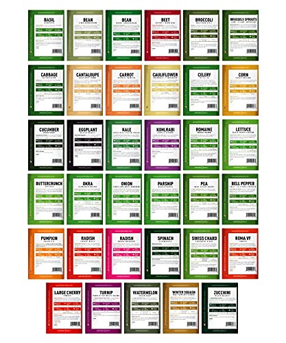 Gardeners Basics Survival Vegetable Seeds Garden Kit Over 16,000 Seeds Non-GMO and Heirloom, Great for Emergency Bugout Survival Gear 35 Varieties Seeds for Planting Vegetables 35 Free Plant Markers