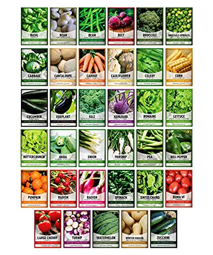 Gardeners Basics Survival Vegetable Seeds Garden Kit Over 16,000 Seeds Non-GMO and Heirloom, Great for Emergency Bugout Survival Gear 35 Varieties Seeds for Planting Vegetables 35 Free Plant Markers