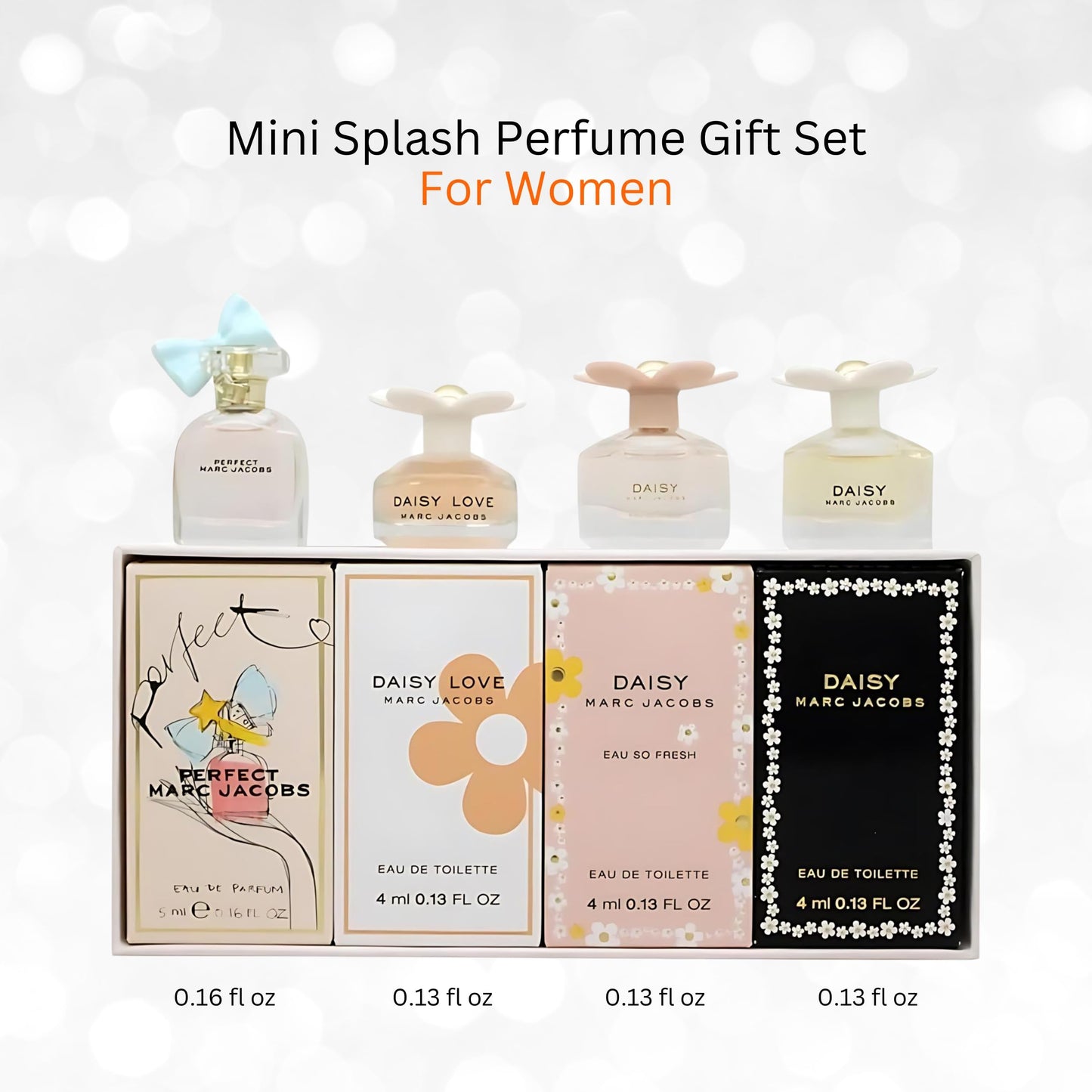 Marc Jacobs Perfume for Women Gift Set – 4-Piece Mini Variety Splashes
