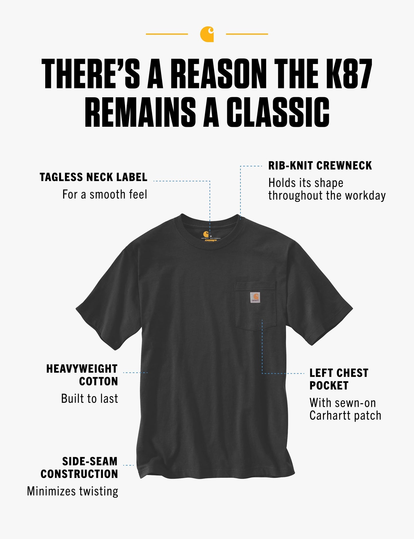 Carhartt Men's Loose Fit Heavyweight Short-Sleeve Pocket T-Shirt (Also Available in Big & Tall), Black, X-Large