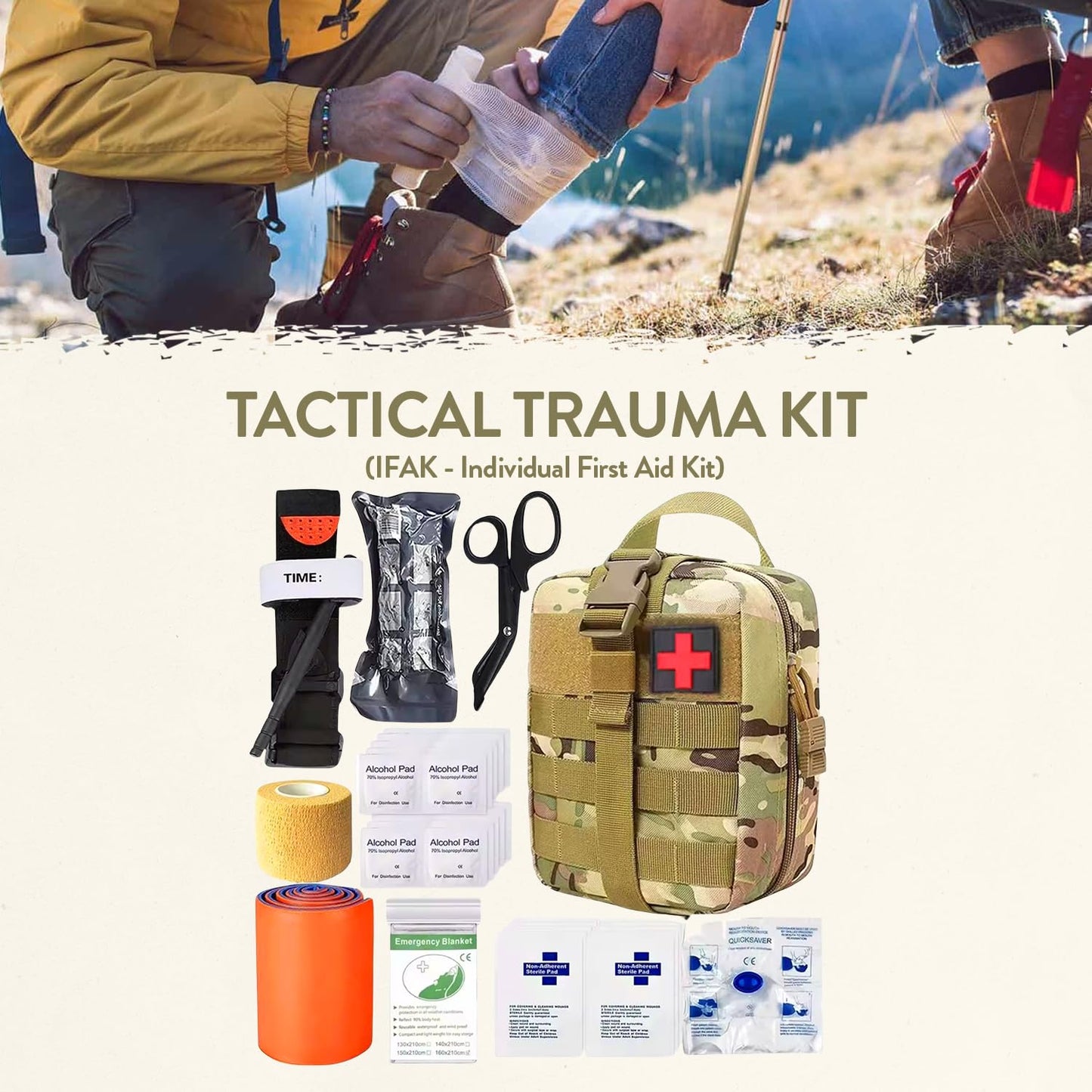 TacPreps 72-Hour Survival Kit | 45L Bug Out Bag | Survival Gear with First Aid, Water Filter, Food, Tools | Camping, Hiking, Outdoor Preparedness Equipment (2 Persons - Elite Kit)