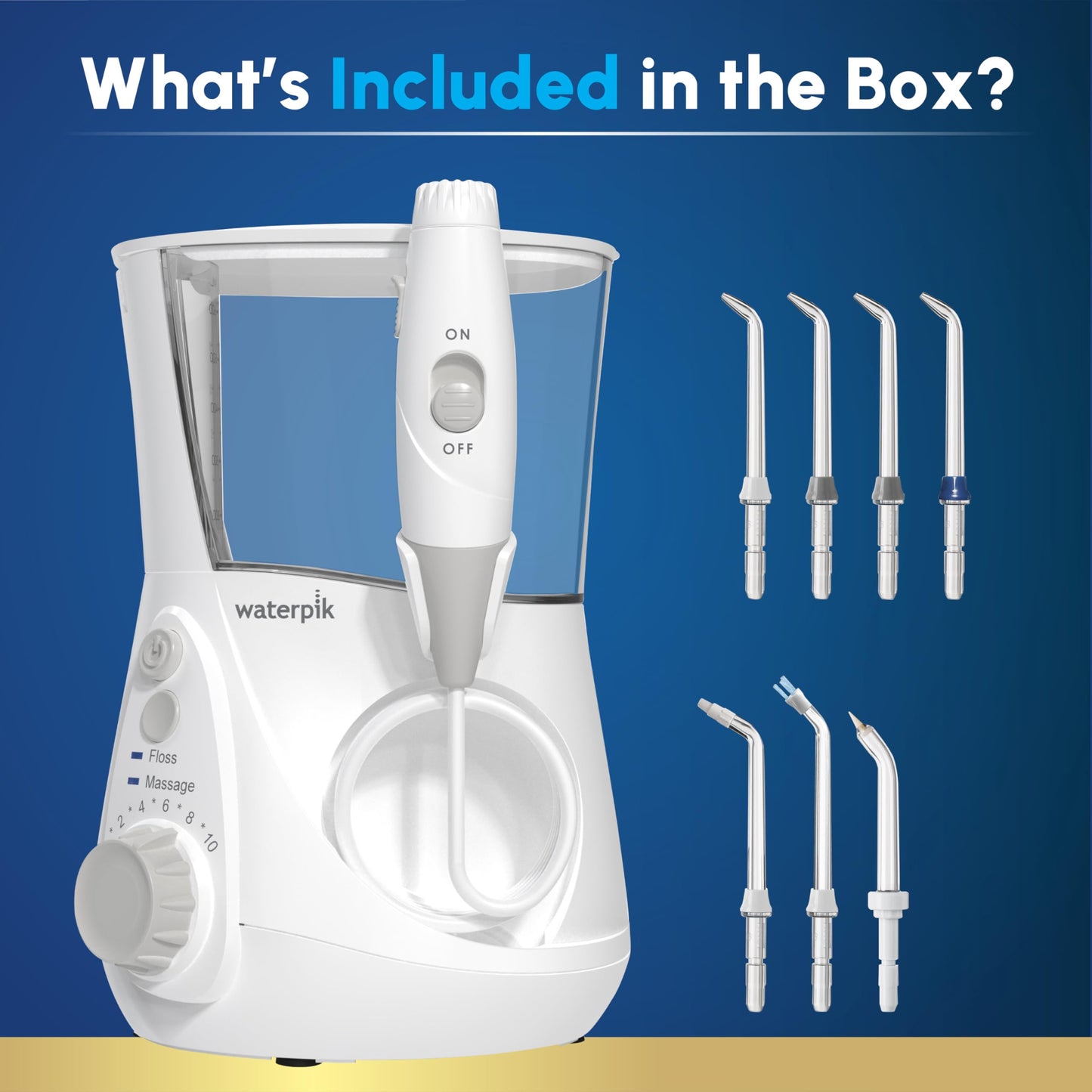 Waterpik Aquarius Water Flosser Professional For Teeth, Gums, Braces, Dental Care, Electric Power With 10 Settings, 7 Tips For Multiple Users And Needs, ADA Accepted, White WP-660, Packaging May Vary