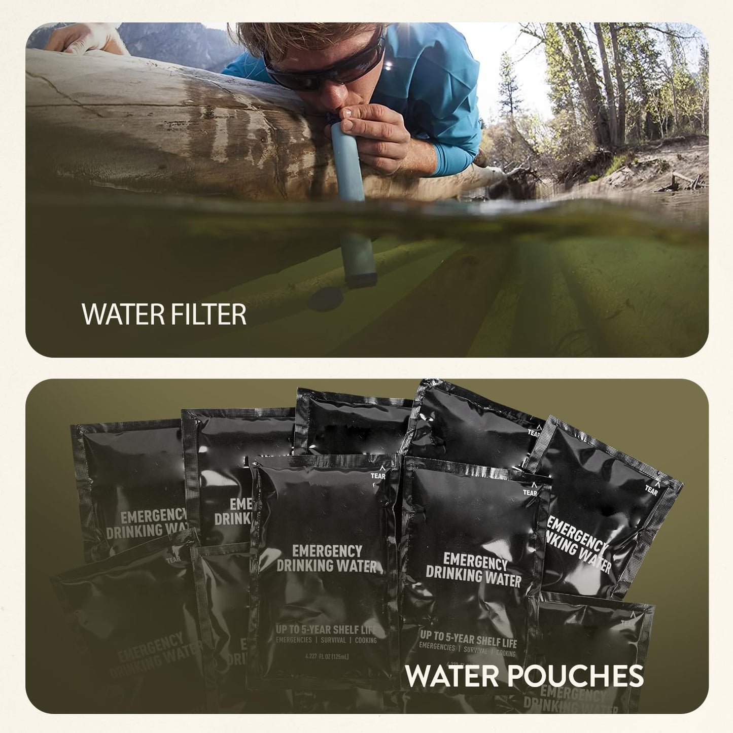 TacPreps 72-Hour Survival Kit | 45L Bug Out Bag | Survival Gear with First Aid, Water Filter, Food, Tools | Camping, Hiking, Outdoor Preparedness Equipment (2 Persons - Elite Kit)