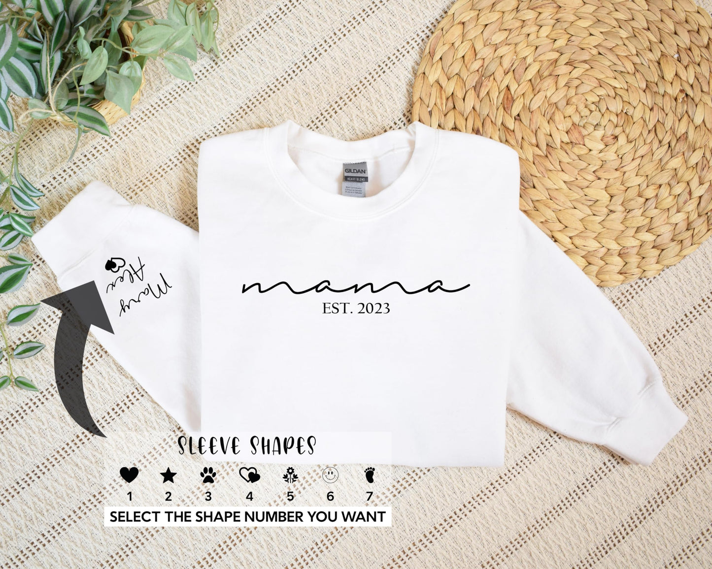 Custom Mama Sweatshirt with Kid Names on Sleeve Personalized Mom Sweatshirt for Women Christmas Gift Mothers Day Gifts for Mom Sweater Est 2025